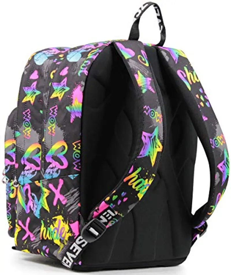 Seven Zaino New Fit, Rosa e Nero, Fantasy Black, Doppio Scomparto, Scuola e Viaggio, Ragazze e Bambine miniatura 3