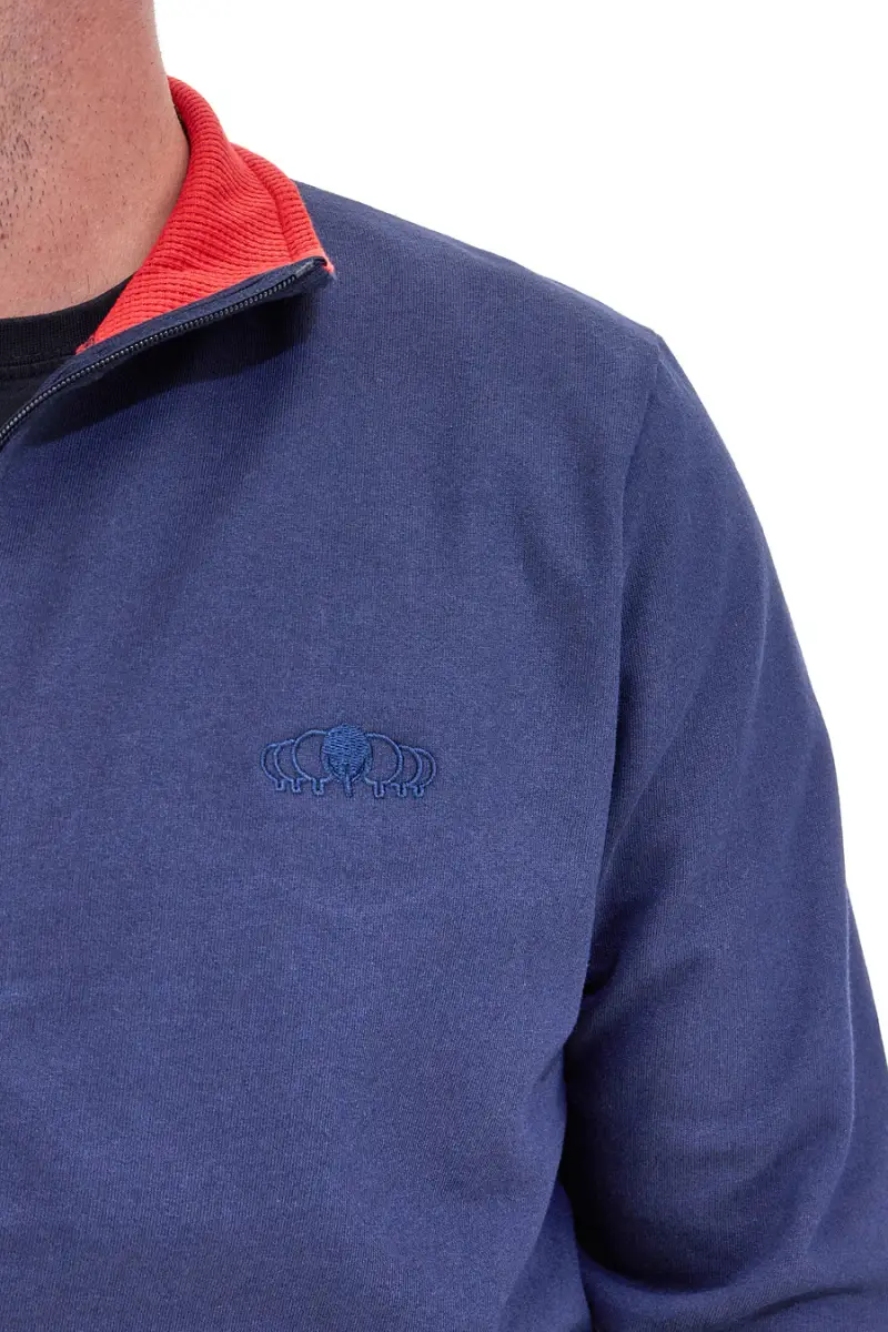 Felpa blu con zip e interno collo rosso Sevenoaks NBY316 [BLUE] miniatura 5