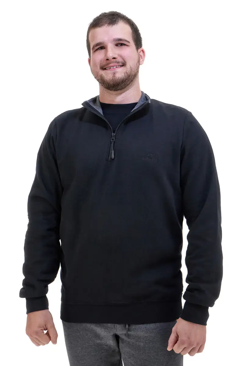 Felpa nera con zip corta interno caldo Sevenoaks NBY319 [NERO] miniatura 2