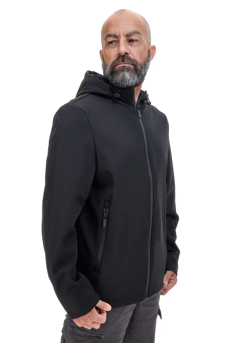 Giubbino nero con cappuccio softshell Sevenoaks 19 [NERO]