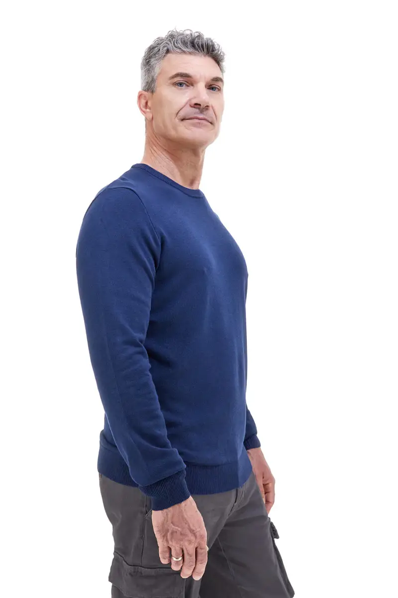 Maglione blu girocollo in maglia fine Sevenoaks 8020 [BLUE] miniatura 2