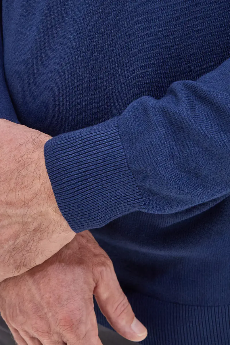 Maglione blu girocollo in maglia fine Sevenoaks 8020 [BLUE] miniatura 4