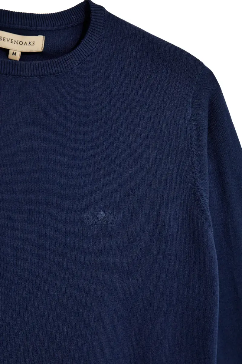 Maglione in cotone blu girocollo Sevenoaks Nby01 [BLUE] miniatura 3