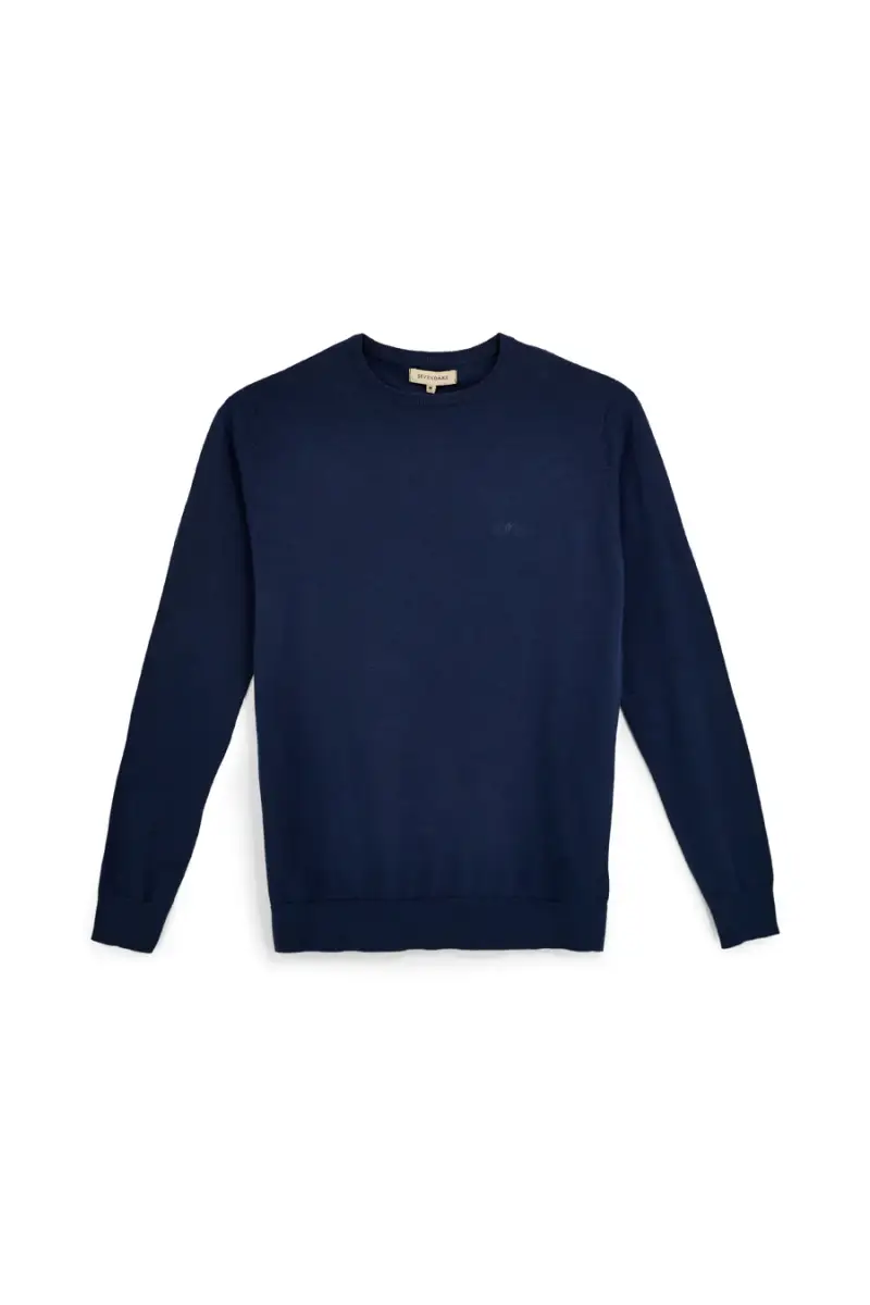 Maglione in cotone blu girocollo Sevenoaks Nby01 [BLUE]