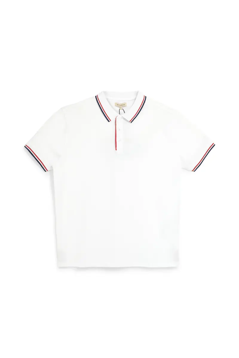 Polo in cotone bianca con colletto a righe Sevenoaks Nby6212 [BIANCO]