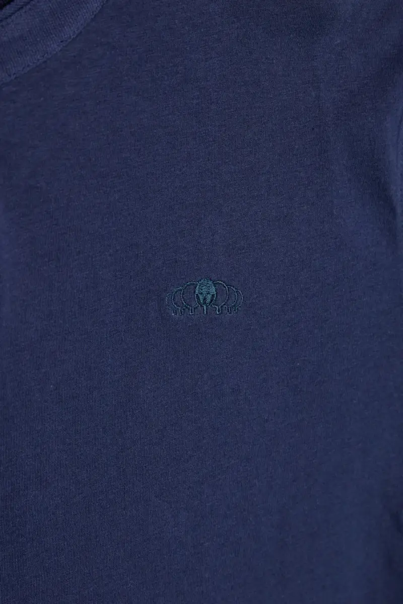 T-shirt blu girocollo bottoni tinta unita Sevenoaks NBY1443 [BLUE] miniatura 4