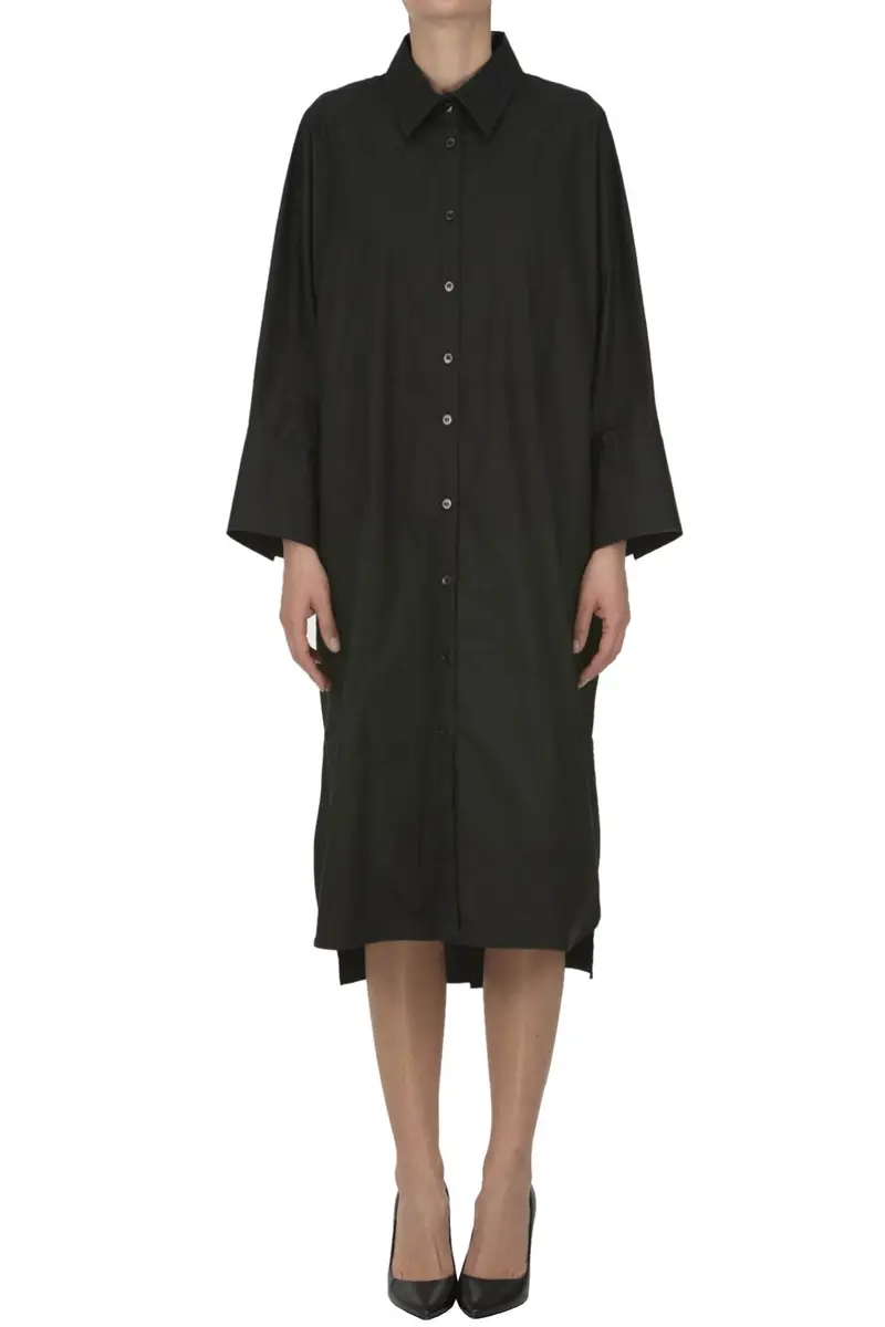 Abito chemisier in cotone Nero