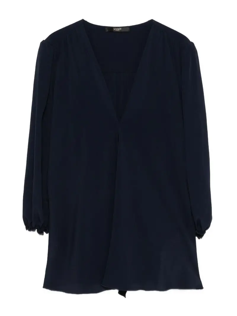 Blue V-Neck Blouse Blu