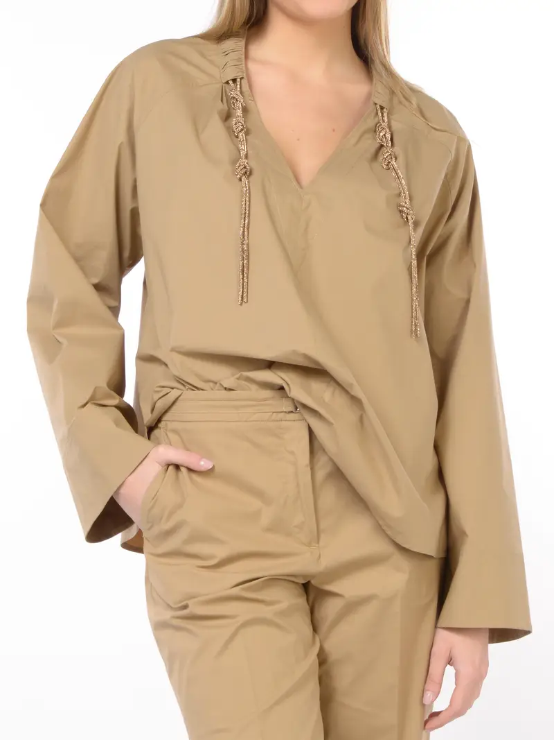 blusa da donna Seventy boxy con applicazione gioiello BEIGE