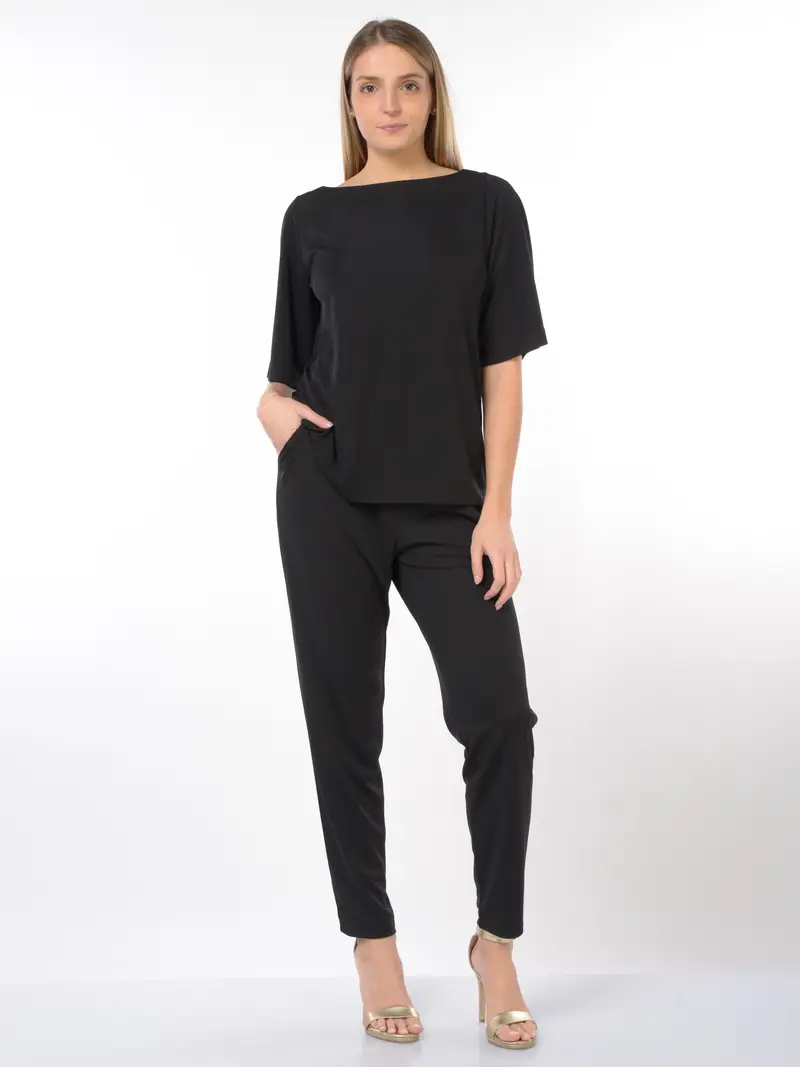 blusa da donna Seventy in tessuto tecnico a manica corta NERO miniatura 2