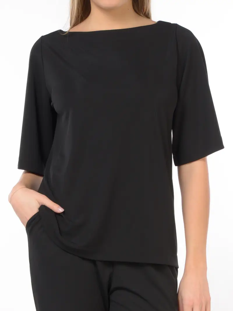 blusa da donna Seventy in tessuto tecnico a manica corta NERO