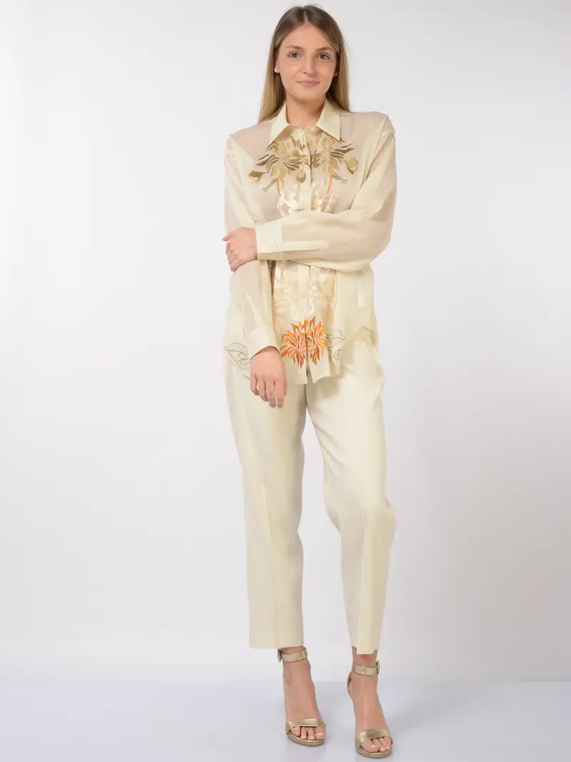 camicia da donna Seventy con ricami ed effetto di trasparenza BEIGE miniatura 2