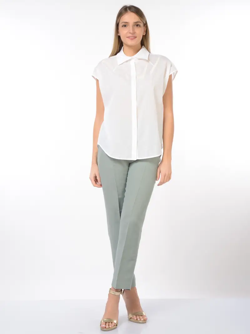 camicia da donna Seventy effetto lurex con manica corta ad aletta BEIGE miniatura 2