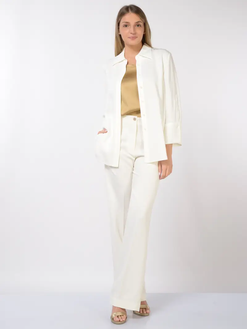 camicia da donna Seventy over in crepe cady BEIGE miniatura 2