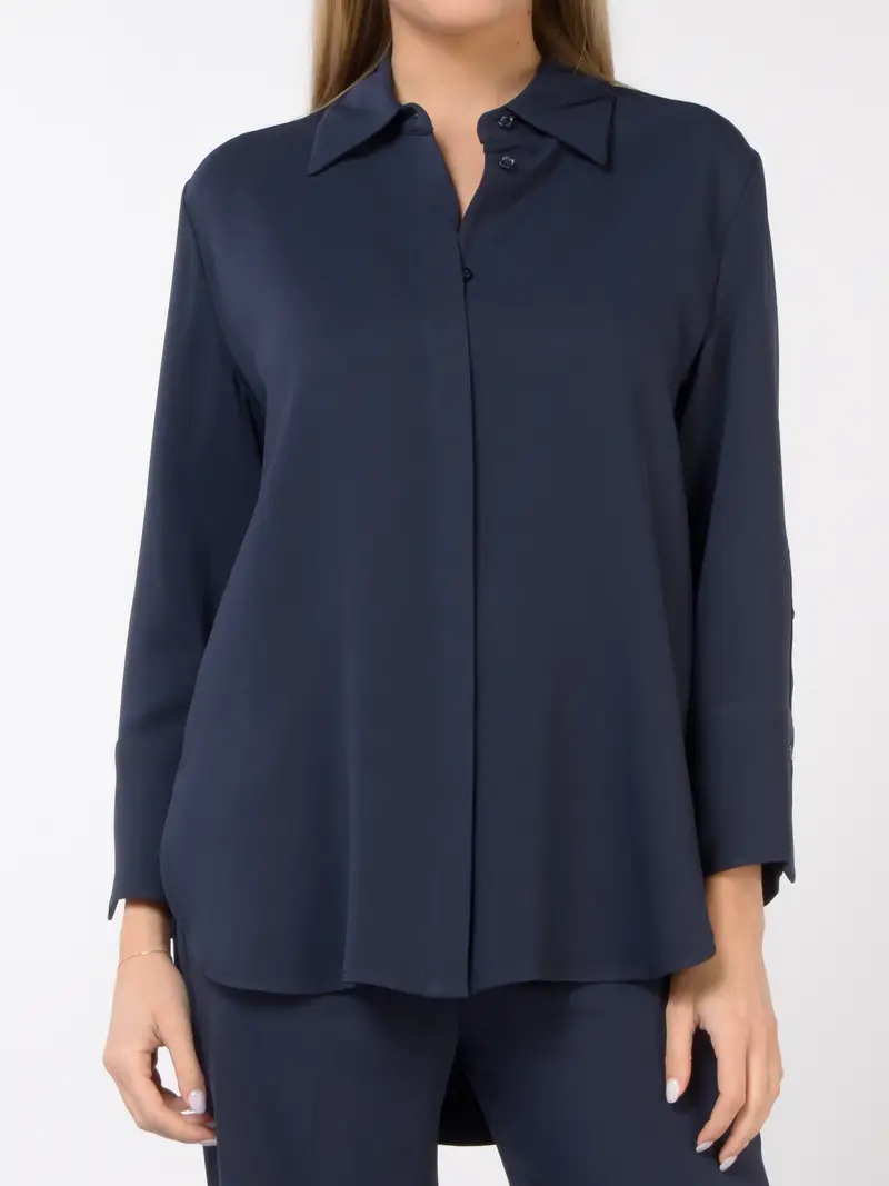 camicia da donna Seventy over in crepe cady Blu