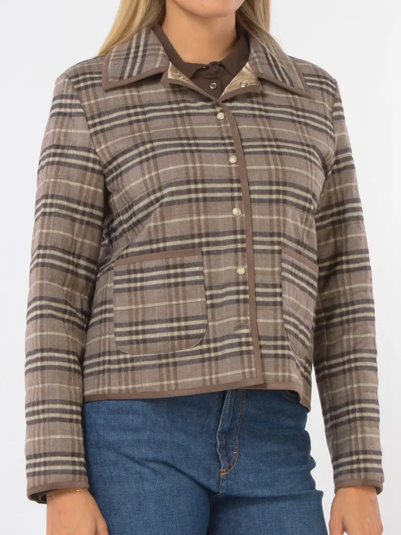 cappotto da donna Seventy in lana a quadri MARRON