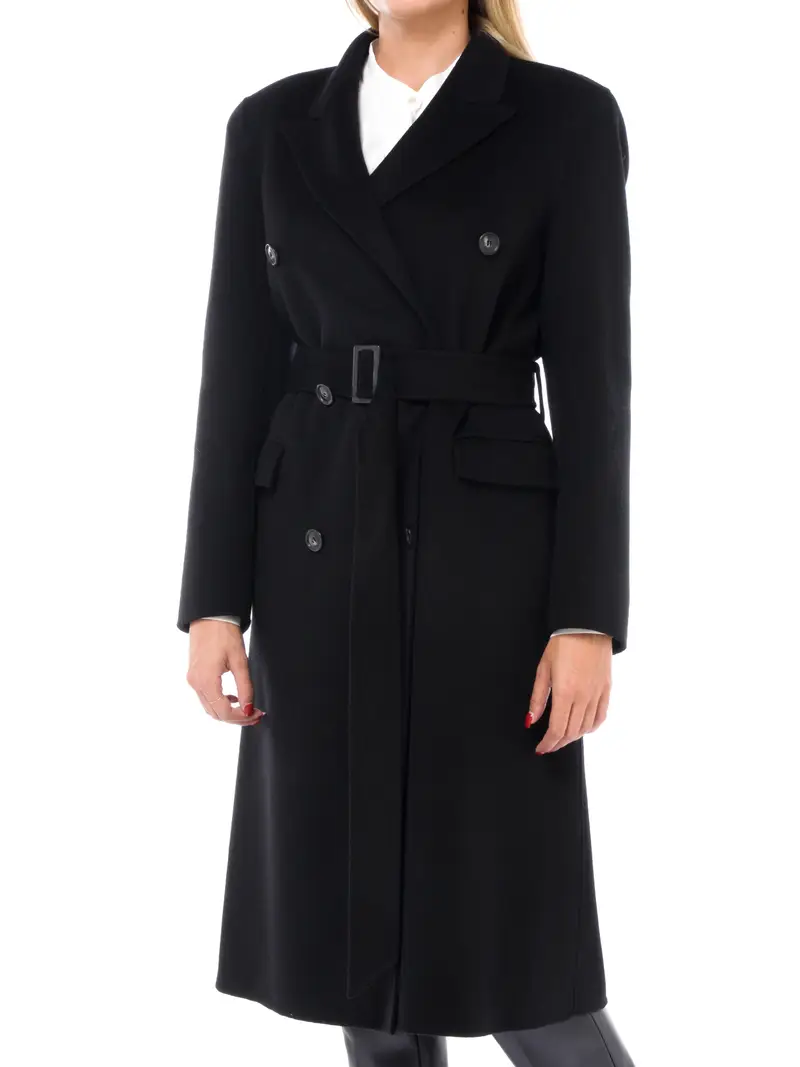 cappotto da donna Seventy in lana con cintura NERO