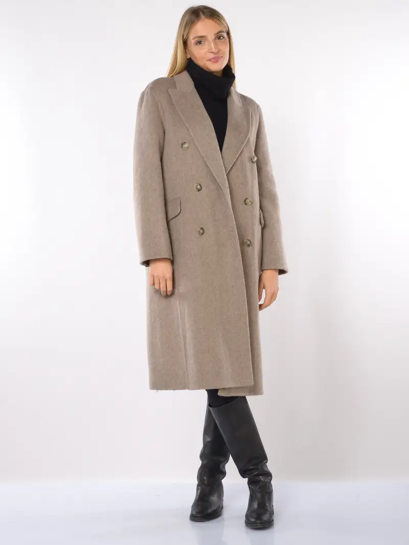 cappotto da donna Seventy in misto lana a doppiopetto MARRON miniatura 2