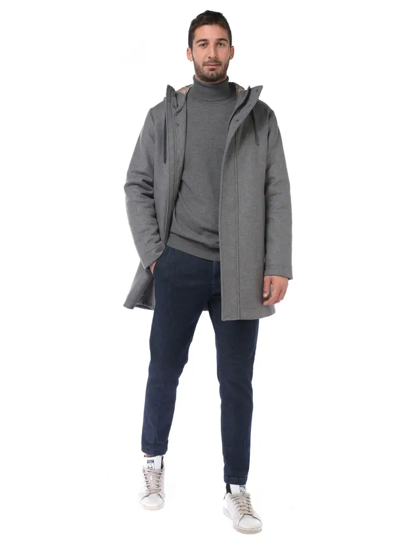 cappotto da uomo Seventy imbottito con cappuccio Grigio miniatura 2