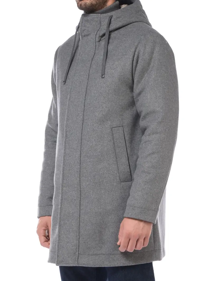 cappotto da uomo Seventy imbottito con cappuccio Grigio