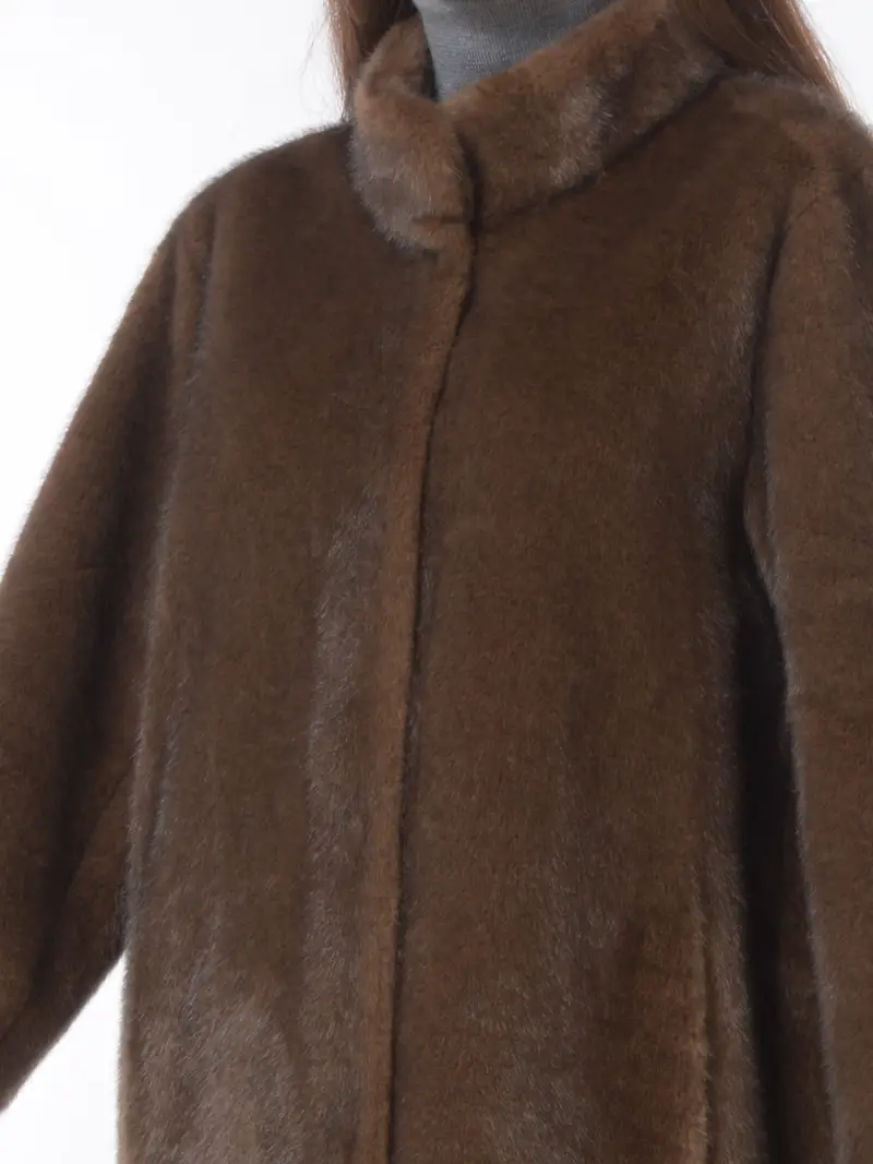 ecopelliccia da donna Seventy lunga con tasche MARRON