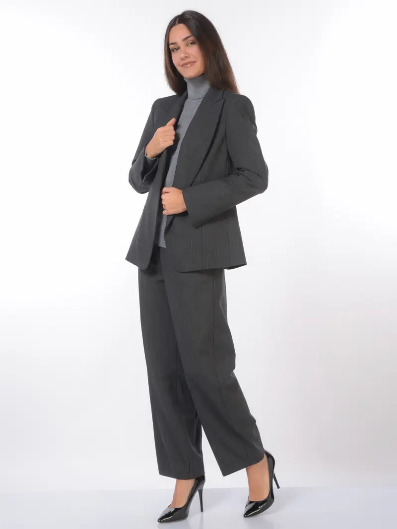 giacca da donna Seventy doppiopetto gessata Grigio miniatura 2