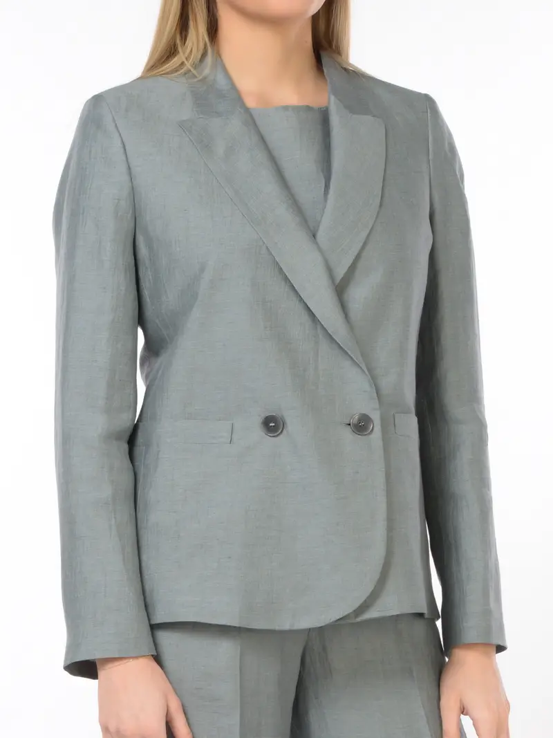 giacca da donna Seventy in lino a doppiopetto Verde