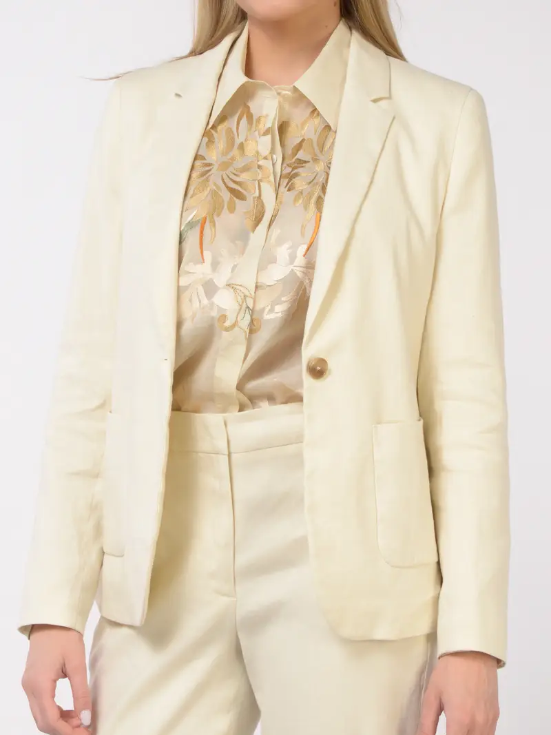 giacca da donna Seventy in lino e cotone a monopetto BEIGE