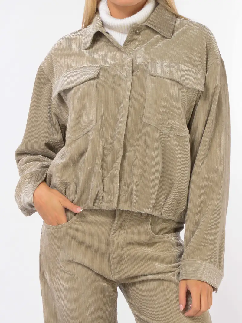 giacca da donna Seventy in velluto rigato con tasche BEIGE