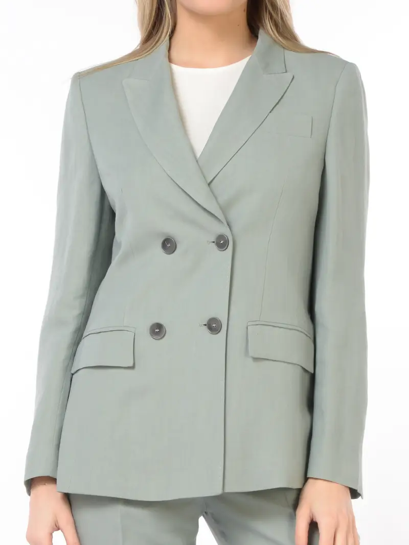 giacca da donna Seventy in viscosa e lino a doppiopetto Verde