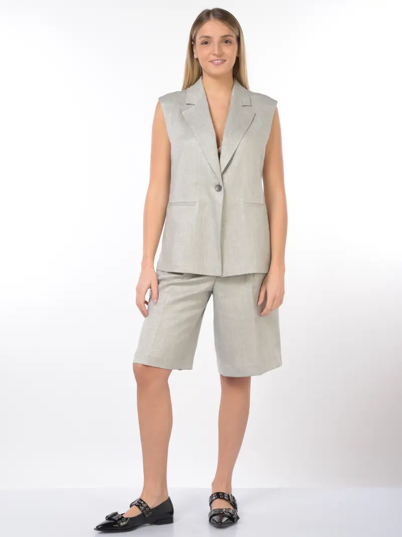 gilet da donna Seventy in misto lino con fili lurex LAMINATO miniatura 2