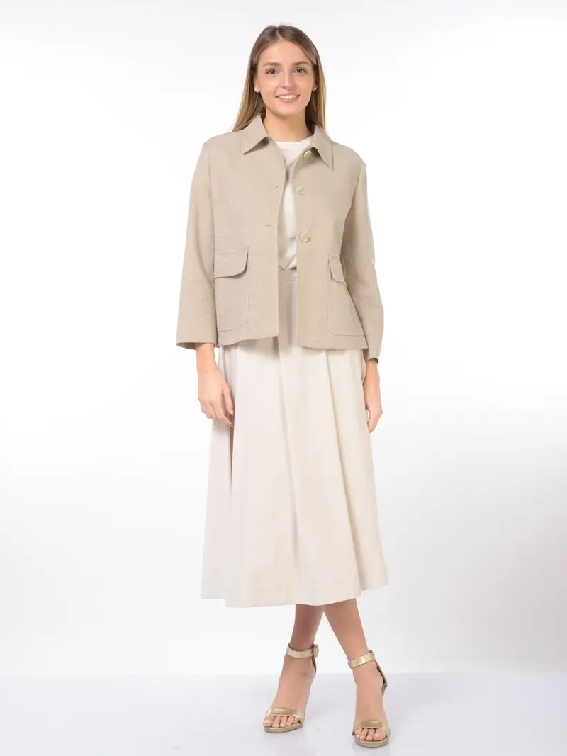 gonna lunga da donna Seventy in viscosa a pieghe BEIGE miniatura 2