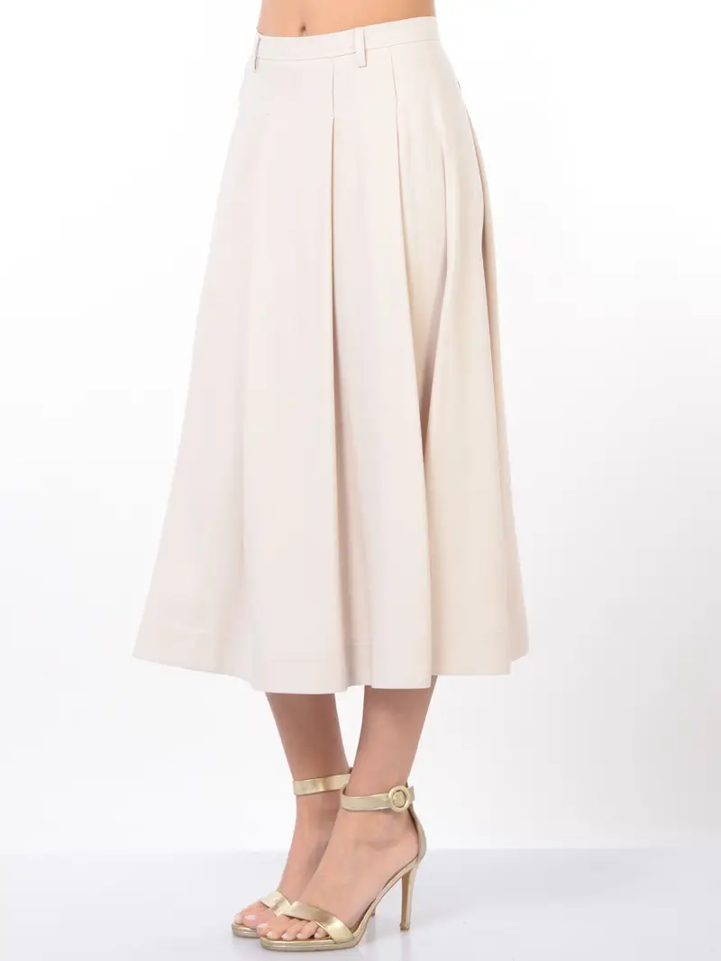 gonna lunga da donna Seventy in viscosa a pieghe BEIGE