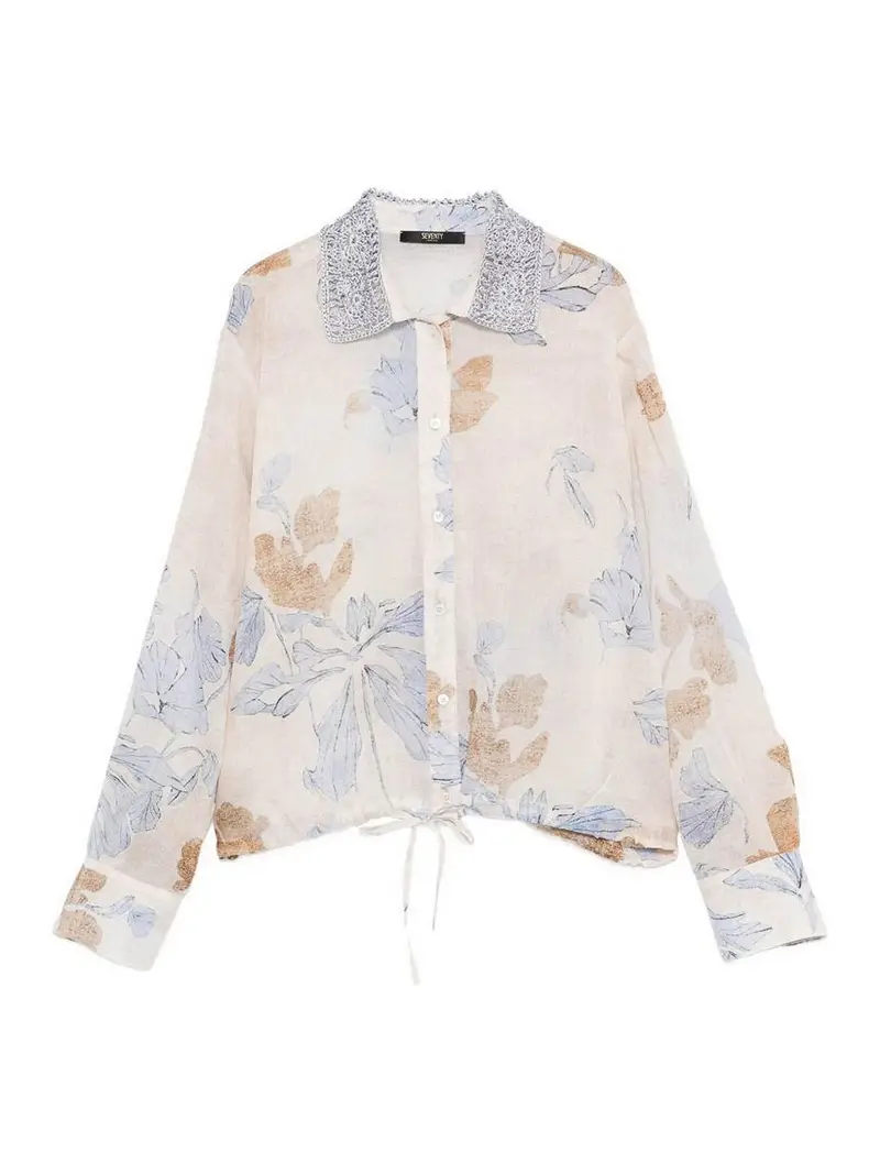 Maglia a maniche lunghe con stampa floreale Beige