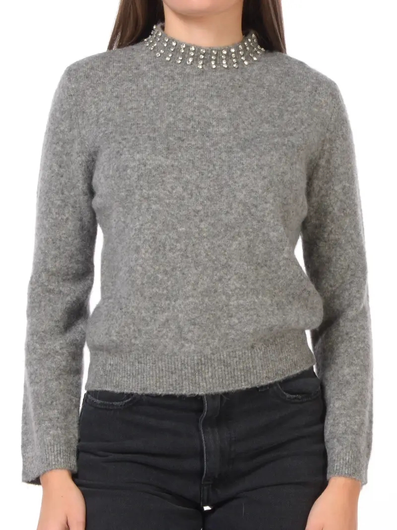 maglia da donna Seventy girocollo con strass Grigio