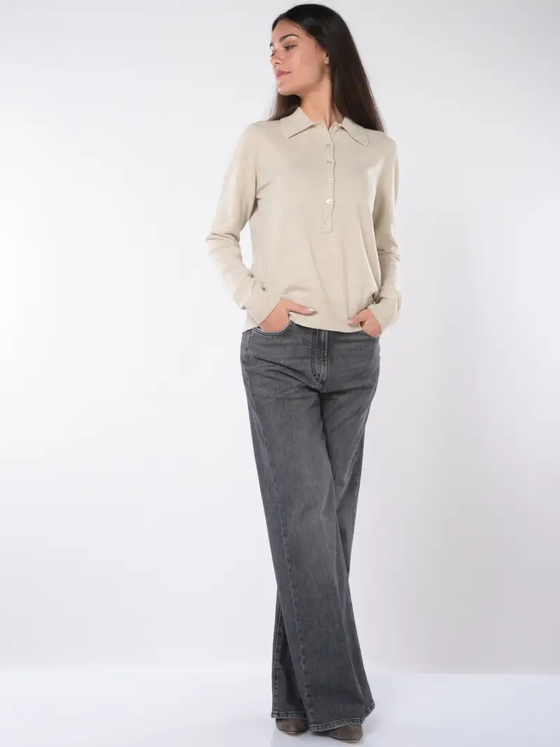 maglia da donna Seventy in lana con colletto BEIGE miniatura 2