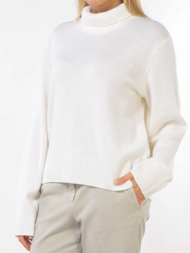 maglia da donna Seventy in lana e cachemire con collo alto BEIGE