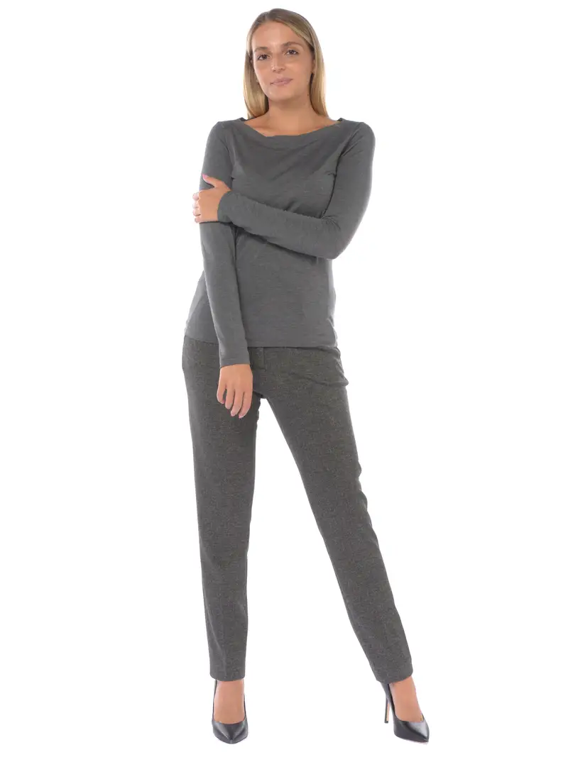 maglia da donna Seventy in viscosa a barchetta Grigio miniatura 2