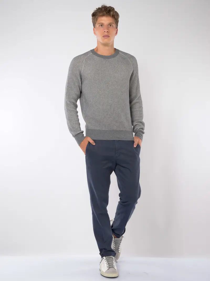 maglia da uomo Seventy girocollo a costine Grigio miniatura 2