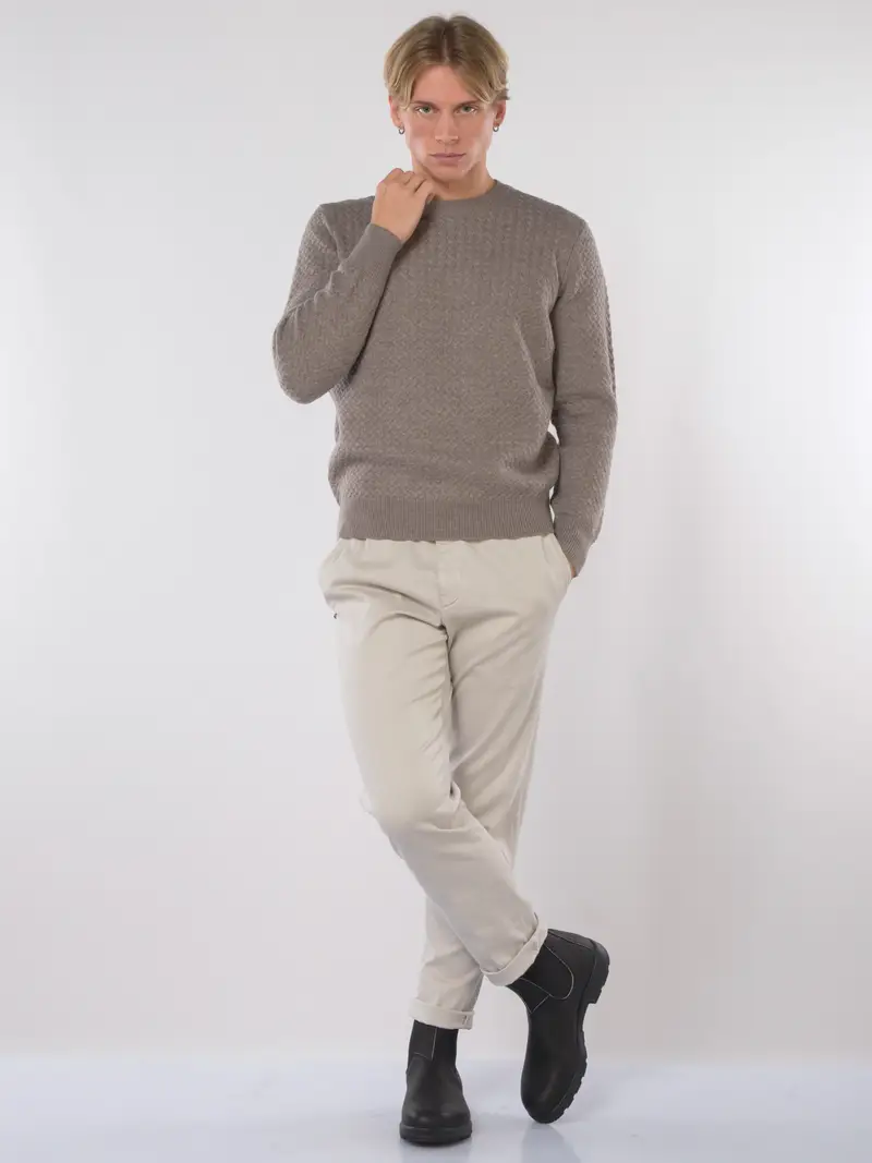 maglia da uomo Seventy girocollo a trecce Grigio miniatura 2