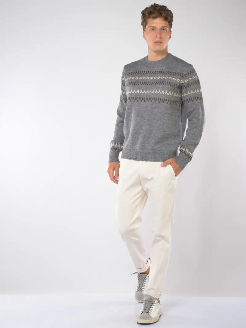 maglia da uomo Seventy girocollo fantasia geometrica Grigio miniatura 2