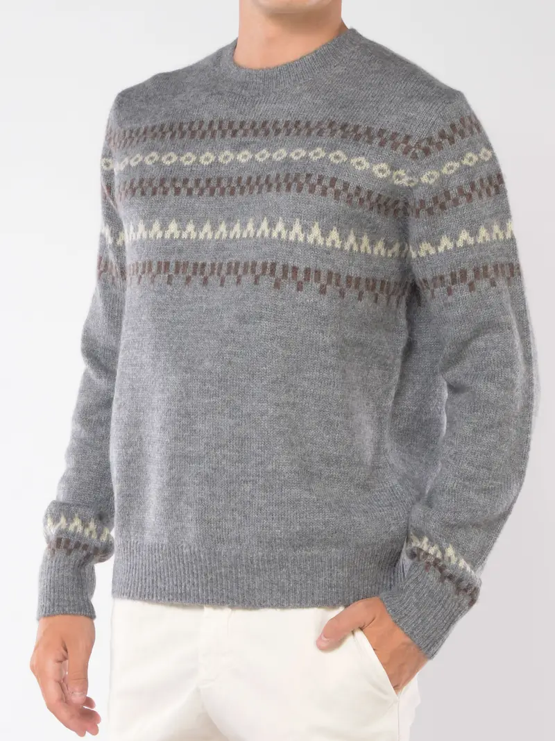 maglia da uomo Seventy girocollo fantasia geometrica Grigio