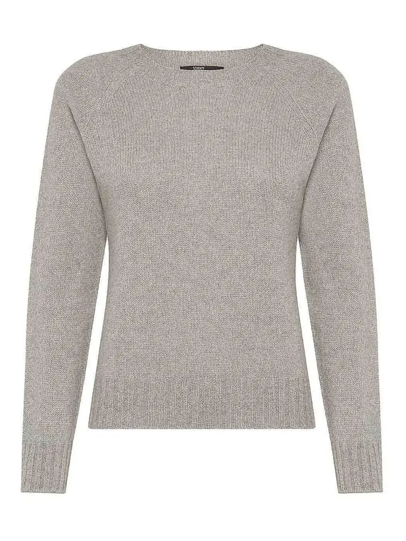 Maglia Girocollo In Puro Cashmere Grigio