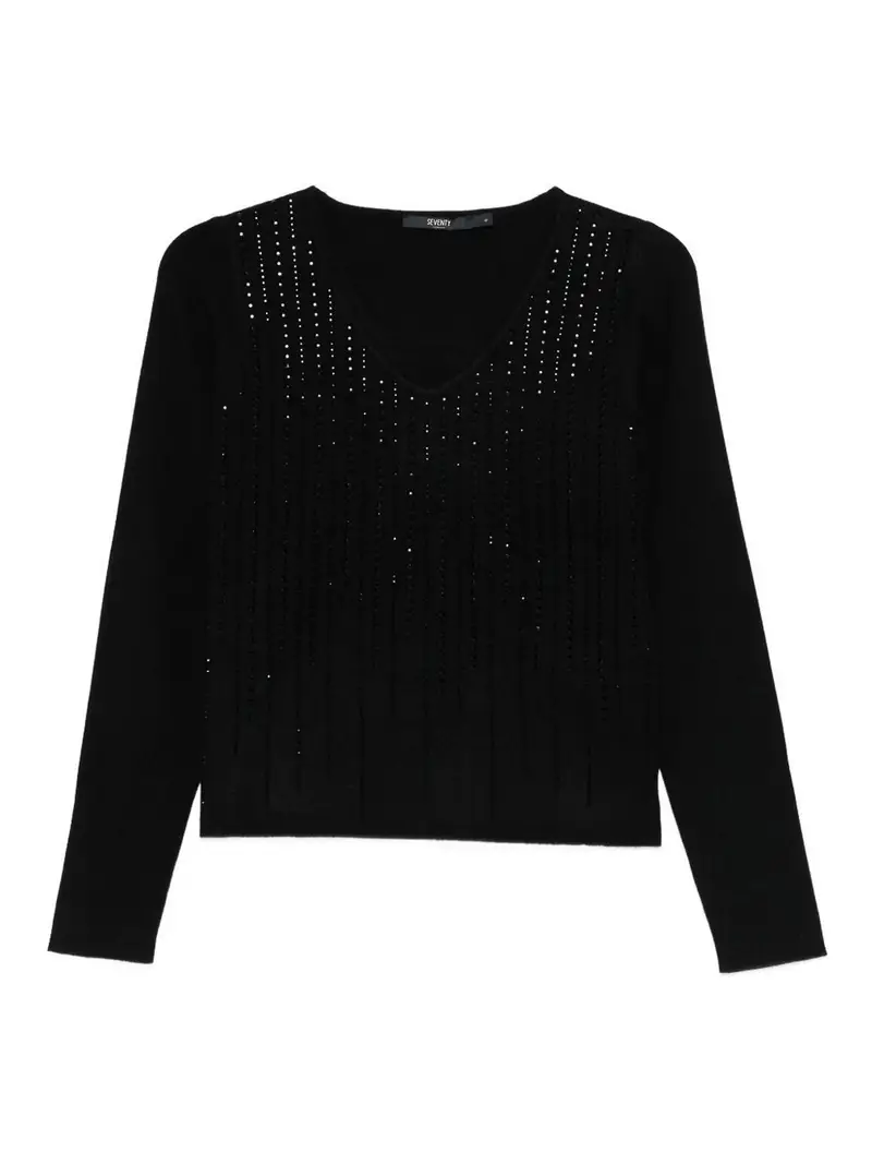 Maglione a maniche lunghe con scollo a V Nero