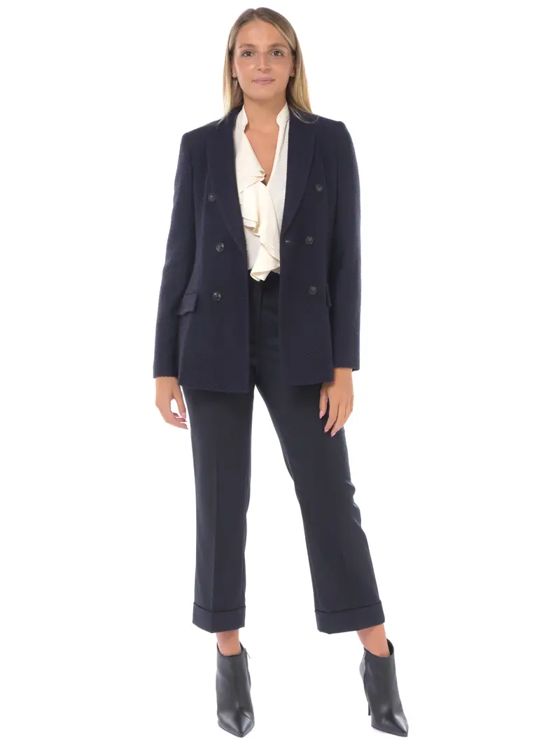 pantalone da donna Seventy ampio con balza Blu miniatura 2