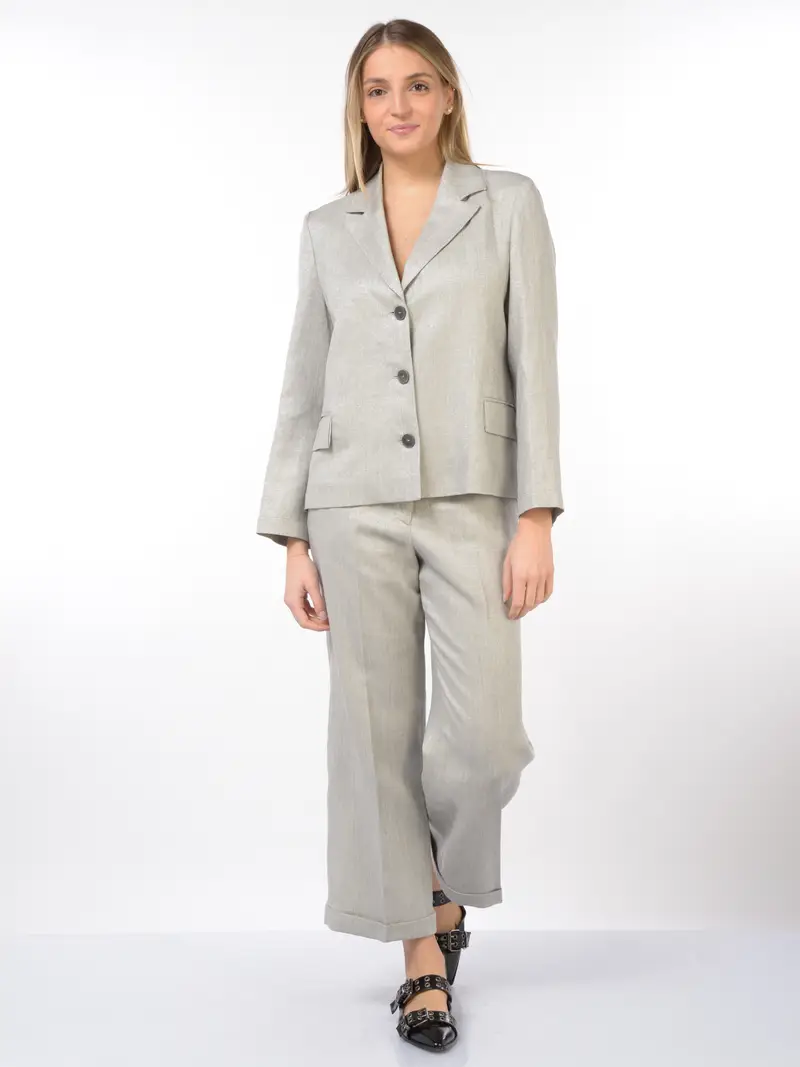 pantalone da donna Seventy ampio cropped con fili lurex LAMINATO miniatura 2