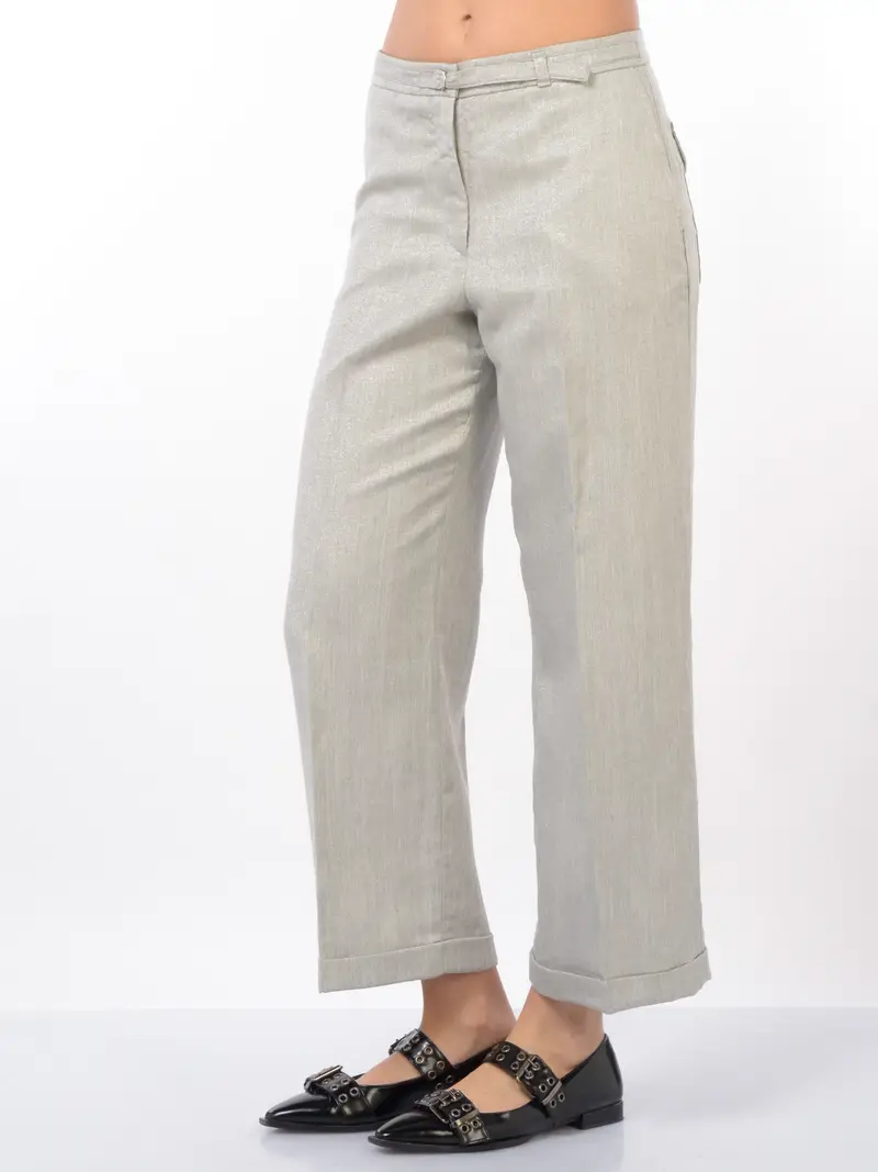 pantalone da donna Seventy ampio cropped con fili lurex LAMINATO