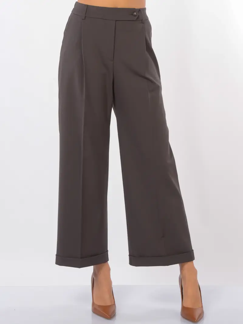 pantalone da donna Seventy con elastico e balza MARRON