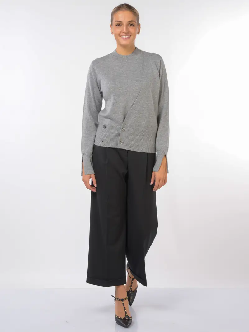 pantalone da donna Seventy con elastico e balza NERO miniatura 2