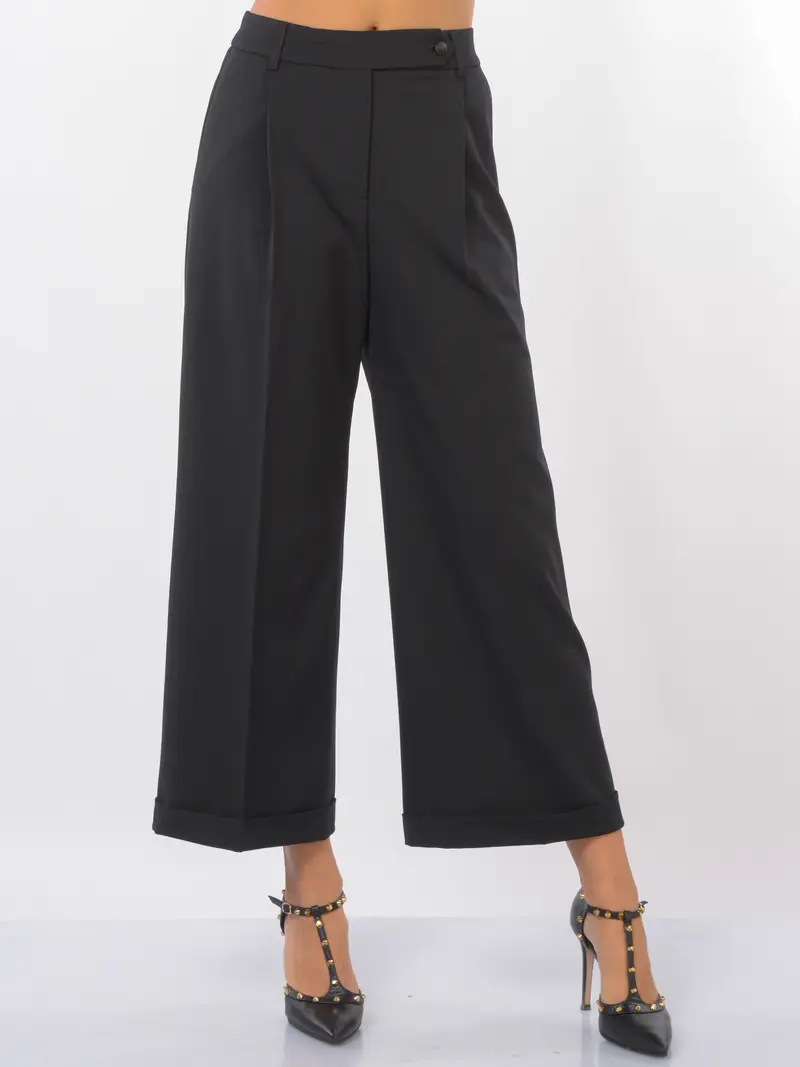 pantalone da donna Seventy con elastico e balza NERO